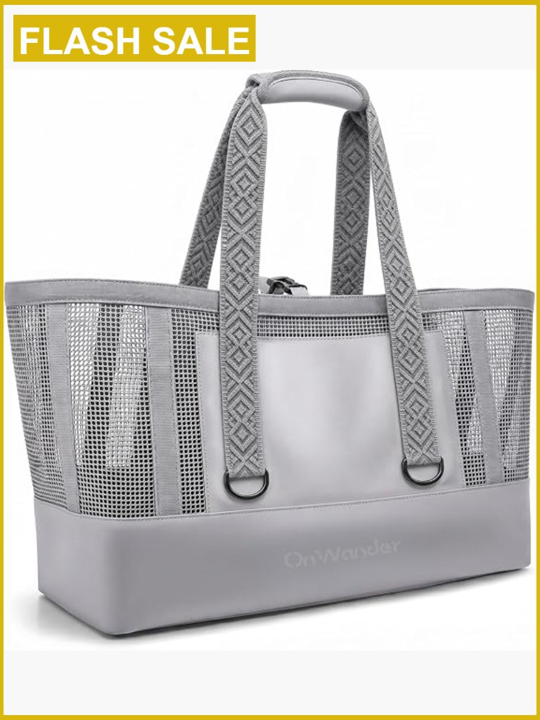 Large Mesh Beach Bag, Waterproof Bottom Tote, Sandproof Pool Bag For Gym Travel